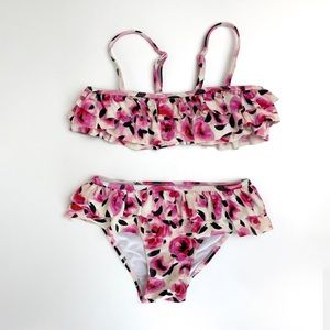 Kate Spade Girls Rose Print Floral Ruffle Bikini